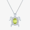 Fine Jewelry Turtle Womens Genuine Green Peridot Sterling Silver 17 Inch Pendant Necklace In Transparent