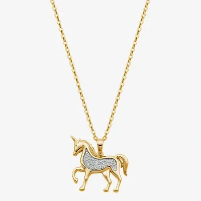 Fine Jewelry Unicorn Womens 18k Gold Over Silver 18 Inch Pendant Necklace In Transparent