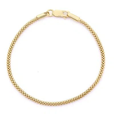 Fine Jewelry Unisex Adult 14k Gold Over Silver 7.25 Inch Solid Link Chain Bracelet In Transparent