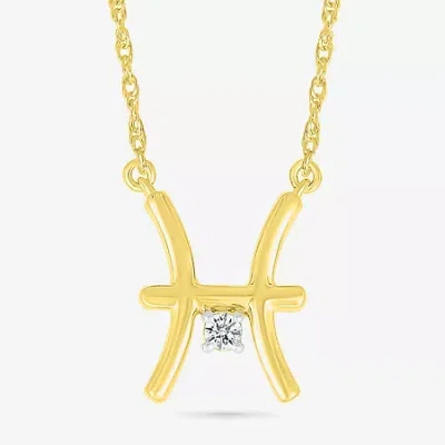 Fine Jewelry Unisex Adult Diamond Accent Natural White Diamond 10k Gold 17 1/2 Inch Pendant Necklace In Transparent