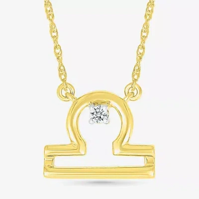 Fine Jewelry Unisex Adult Diamond Accent Natural White Diamond 10k Gold 17 1/2 Inch Pendant Necklace In Transparent