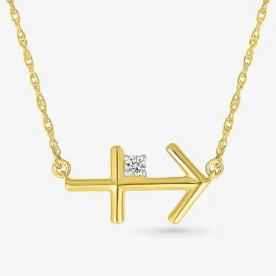 Fine Jewelry Unisex Adult Diamond Accent Natural White Diamond 10k Gold 17 1/2 Inch Pendant Necklace In Transparent