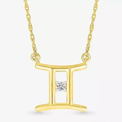 Fine Jewelry Unisex Adult Diamond Accent Natural White Diamond 10k Gold 17 1/2 Inch Pendant Necklace In Transparent