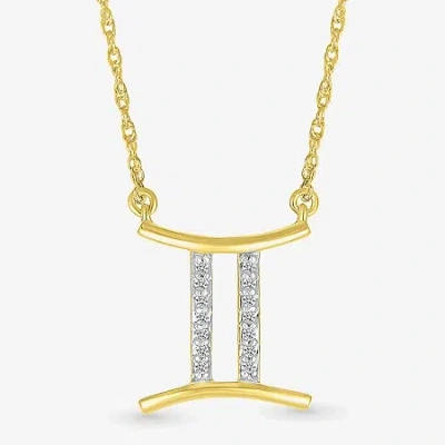 Fine Jewelry Unisex Adult Diamond Accent Natural White Diamond 10k Gold 17 1/2 Inch Pendant Necklace In Transparent
