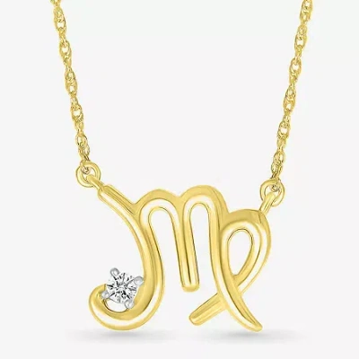 Fine Jewelry Unisex Adult Diamond Accent Natural White Diamond 10k Gold 17 1/2 Inch Pendant Necklace In Transparent