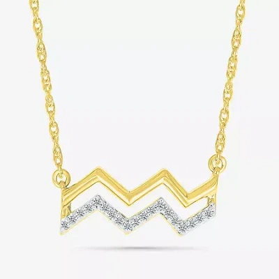 Fine Jewelry Unisex Adult Diamond Accent Natural White Diamond 10k Gold 17 1/2 Inch Pendant Necklace In Transparent