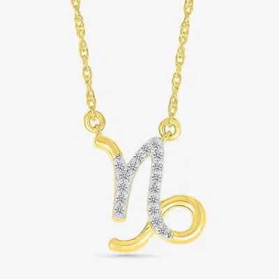 Fine Jewelry Unisex Adult Diamond Accent Natural White Diamond 10k Gold 17 1/2 Inch Pendant Necklace In Transparent