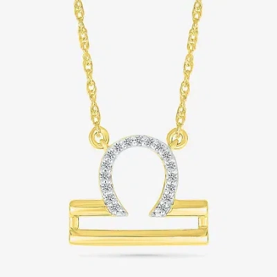 Fine Jewelry Unisex Adult Diamond Accent Natural White Diamond 10k Gold 17 1/2 Inch Pendant Necklace In Transparent