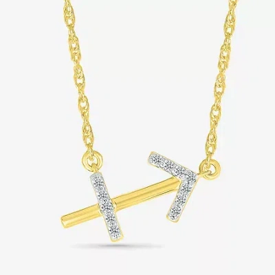 Fine Jewelry Unisex Adult Diamond Accent Natural White Diamond 10k Gold 17 1/2 Inch Pendant Necklace In Transparent