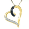 Fine Jewelry White And Color Enhanced Black Diamond-accent 10k Yellow Gold Heart Pendant Necklace In Transparent