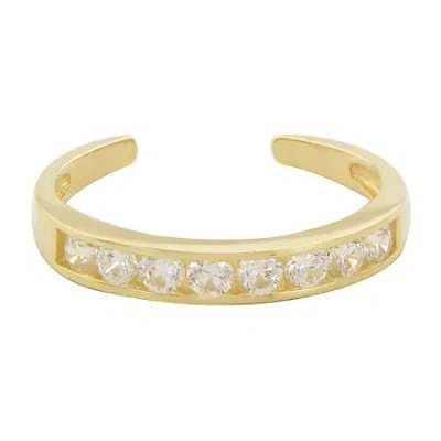 Fine Jewelry White Cubic Zirconia 10k Gold Adjustable Toe Ring In Transparent