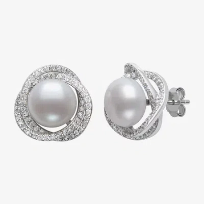 Fine Jewelry White Cultured Freshwater Pearl Sterling Silver 14mm Stud Earrings
