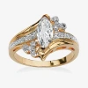 Fine Jewelry Womens 1 1/10 Ct. T.w. Cubic Zirconia 14k Gold Over Brass Engagement Ring In Gold