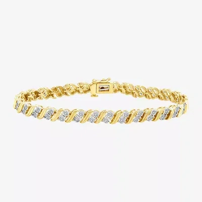 Fine Jewelry Womens 1 1/10 Ct. T.w. Lab Grown White Diamond 14k Gold Over Silver Sterling Silver 8 Inch Tennis Br In Transparent