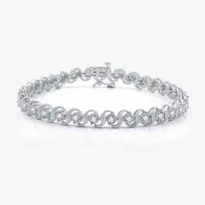 Fine Jewelry Womens 1 1/2 Ct. T.w. Lab Grown White Diamond Sterling Silver 7.5 Inch Tennis Bracelet