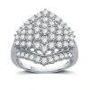 Fine Jewelry Womens 1 1/2 Ct. T.w. Natural White Diamond 10k White Gold Cluster Cocktail Ring In White
