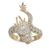 Fine Jewelry Womens 1 1/4 Ct. T.w. Cubic Zirconia 14k Two Tone Gold Over Silver Dragon Cocktail Ring In Yellow