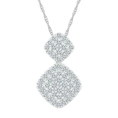 Fine Jewelry Womens 1 1/4 Ct. T.w. Natural White Diamond 10k White Gold 18 Inch Pendant Necklace In Transparent
