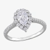 Fine Jewelry Womens 1 3/8 Ct. T.w. Lab Created White Moissanite Sterling Silver Halo Engagement Ring In Transparent