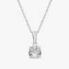 Fine Jewelry Womens 1 Ct. Lab Grown White Diamond 10k Or 14k Gold Round Pendant Necklace In White