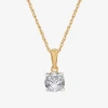 Fine Jewelry Womens 1 Ct. Lab Grown White Diamond 10k Or 14k Gold Round Pendant Necklace In Yellow