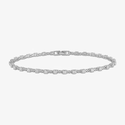 Fine Jewelry Womens 1 Ct. Lab Grown White Diamond 10k White Gold Tennis Bracelet