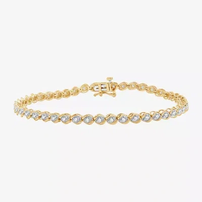 Fine Jewelry Womens 1 Ct. T.w. Lab Grown White Diamond 10k Gold 7.5 Inch Tennis Bracelet In Yellow