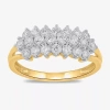 Fine Jewelry Womens 1 Ct. T.w. Lab Grown White Diamond 10k Gold Cluster Cocktail Ring In Transparent