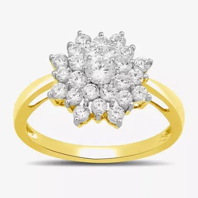 Fine Jewelry Womens 1 Ct. T.w. Lab Grown White Diamond 10k Gold Cocktail Ring In Transparent