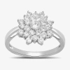 Fine Jewelry Womens 1 Ct. T.w. Lab Grown White Diamond 10k White Gold Cocktail Ring In White