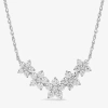 Fine Jewelry Womens 1 Ct. T.w. Lab Grown White Diamond 10k White Gold Flower 18 Inch Pendant Necklace In White