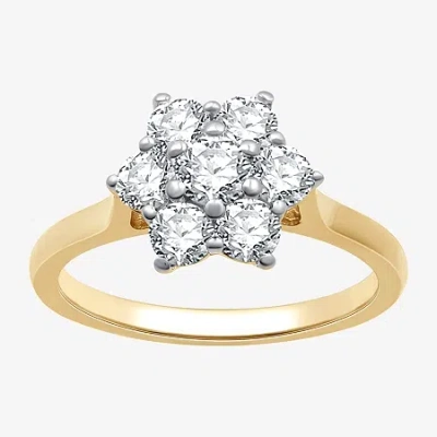 Fine Jewelry Womens 1 Ct. T.w. Lab Grown White Diamond 14k Gold Over Silver Sterling Silver Cocktail Ring In Transparent