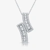 Fine Jewelry Womens 1 Ct. T.w. Lab Grown White Diamond Sterling Silver 18 Inch Pendant Necklace In Transparent