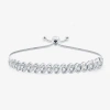 Fine Jewelry Womens 1 Ct. T.w. Lab Grown White Diamond Sterling Silver Bolo Bracelet In Silver
