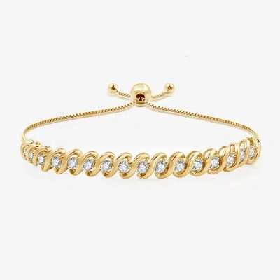 Fine Jewelry Womens 1 Ct. T.w. Lab Grown White Diamond Sterling Silver Bolo Bracelet In Multi