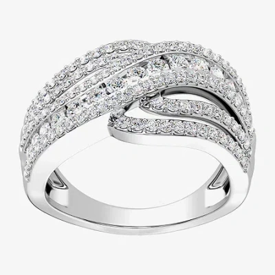 Fine Jewelry Womens 1 Ct. T.w. Lab Grown White Diamond Sterling Silver Cocktail Ring In Transparent