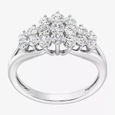 Fine Jewelry Womens 1 Ct. T.w. Lab Grown White Diamond Sterling Silver Cocktail Ring In Transparent