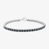Fine Jewelry Womens 1 Ct. T.w. Natural Black Diamond Sterling Silver 7.25 Inch Tennis Bracelet In Transparent