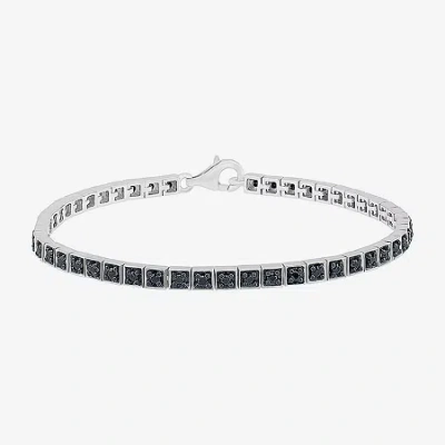 Fine Jewelry Womens 1 Ct. T.w. Natural Black Diamond Sterling Silver 7.25 Inch Tennis Bracelet In Transparent