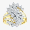 Fine Jewelry Womens 1 Ct. T.w. Natural White Diamond 10k Gold Cocktail Ring In Transparent