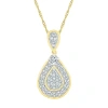 Fine Jewelry Womens 1 Ct. T.w. Natural White Diamond 10k Gold Pear 18 Inch Pendant Necklace In Transparent