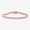 Fine Jewelry Womens 1 Ct. T.w. Natural White Diamond 10k Rose Gold 7.5 Inch Tennis Bracelet In Transparent