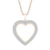 Fine Jewelry Womens 1 Ct. T.w. Natural White Diamond 10k Rose Gold Heart 18 Inch Pendant Necklace In Transparent