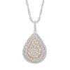 Fine Jewelry Womens 1 Ct. T.w. Natural White Diamond 10k Two Tone Gold Pear 18 Inch Pendant Necklace In Transparent