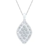 Fine Jewelry Womens 1 Ct. T.w. Natural White Diamond 10k White Gold 18 Inch Pendant Necklace In Transparent
