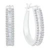 Fine Jewelry Womens 1 Ct. T.w. Natural White Diamond 10k White Gold 22.5mm Hoop Earrings In Transparent