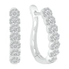 Fine Jewelry Womens 1 Ct. T.w. Natural White Diamond 10k White Gold 24mm Hoop Earrings In Transparent