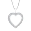Fine Jewelry Womens 1 Ct. T.w. Natural White Diamond 10k White Gold Heart 18 Inch Pendant Necklace In Transparent
