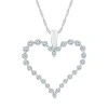 Fine Jewelry Womens 1 Ct. T.w. Natural White Diamond 10k White Gold Heart 18 Inch Pendant Necklace In Transparent