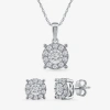 Fine Jewelry Womens 1 Ct. T.w. Natural White Diamond Sterling Silver 2-pc. Jewelry Set In Transparent